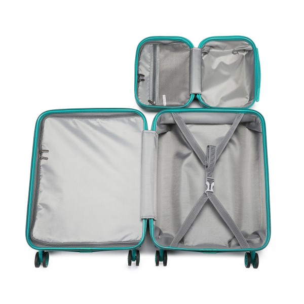 K1871-1L - Kono ABS 4 Wheel Suitcase Set with Vanity Case - Teal
